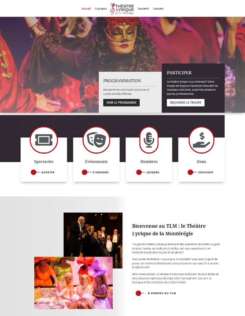 Portfolio - Création site web - TLM Théâtre lyrique de la Montérégie