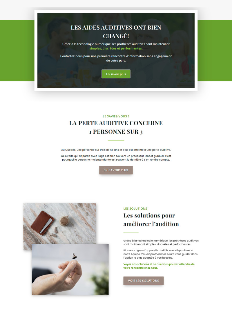 Portfolio - Création site web - Clinique auditive Boucherville